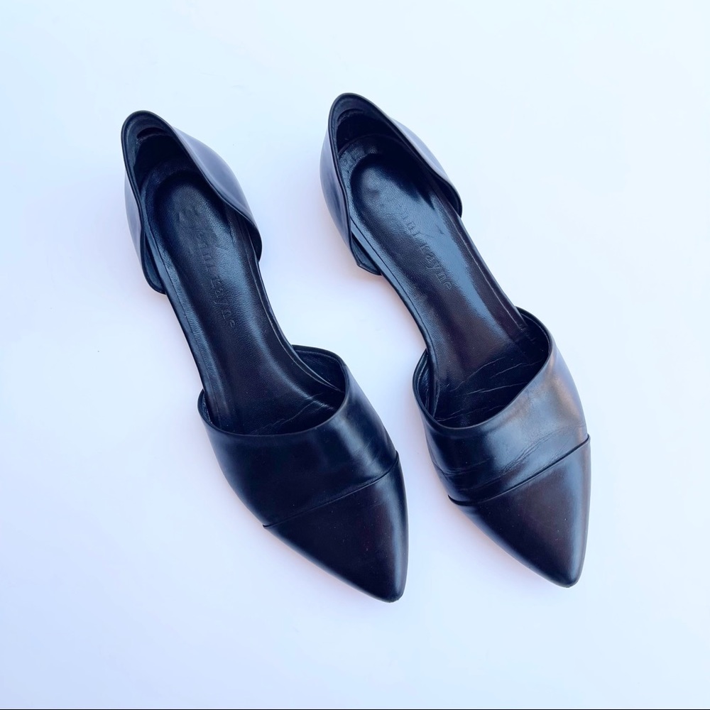 Jenni Kayne D'orsay Black Leather Pointed Flats